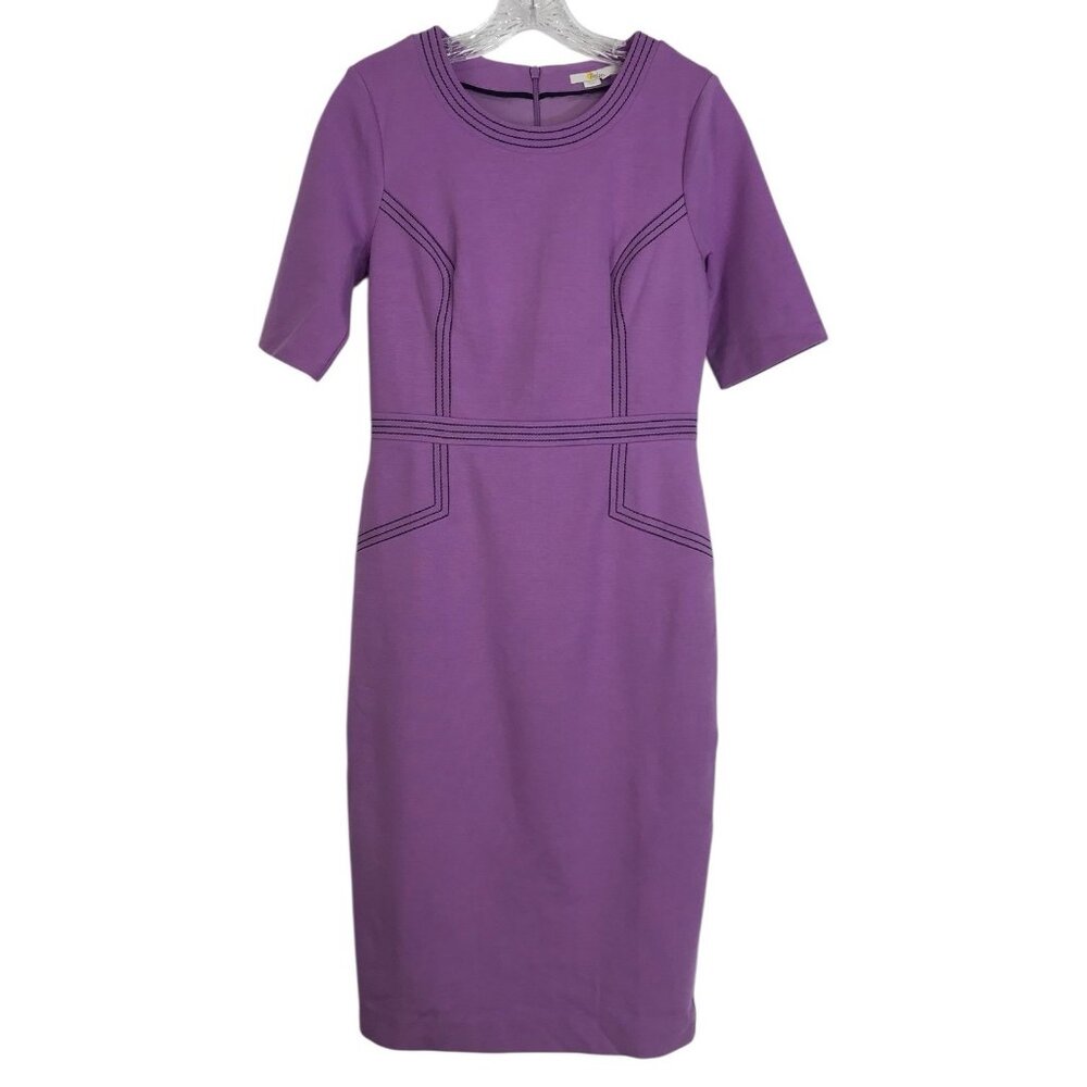 Boden Dress Womens Size 6 Purple Black‎ Short Sleeve Classic Ladies